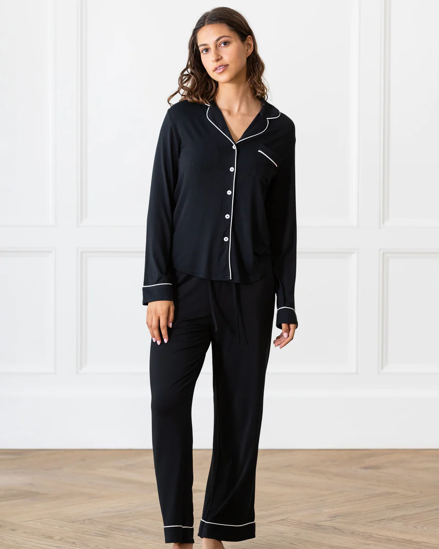 Stretch-Knit Long Sleeve Bamboo Pajama Set