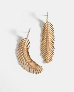 Sidney Garber yellow gold Plume earrings with diamonds.