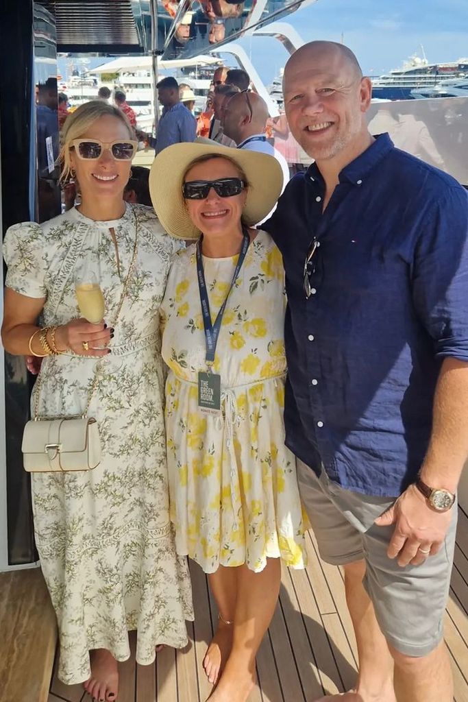 Zara Tindall is a barefoot beauty in berry-print maxi dress on sun-soaked holiday