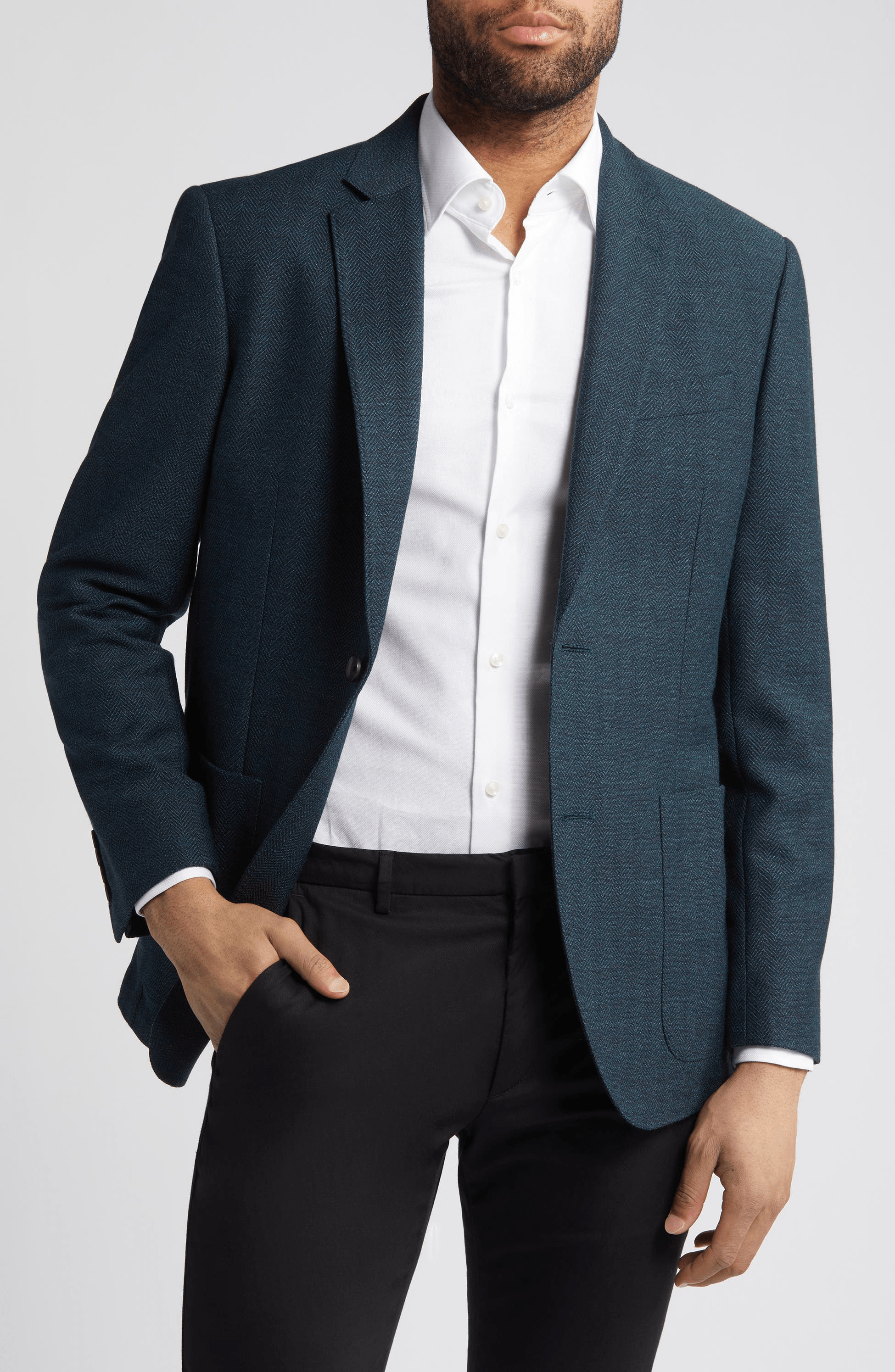 Nordstrom Herringbone Stretch Wool Sport Coat