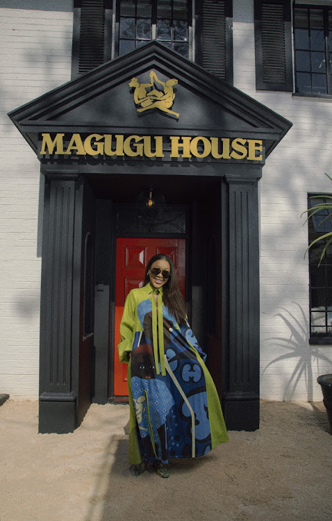 Showmax Mommy Club cast member Mpumi ‘Mrs Mops’ Mophatlane attends the Magugu House launch in Dunkeld, Randburg