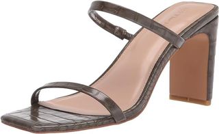 The Drop Women's Avery Square Toe Two Strap High Heeled Sandal, Avery-Capers-9.5, 9.5 B Us