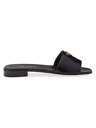 Saffiano Patent Leather Slides