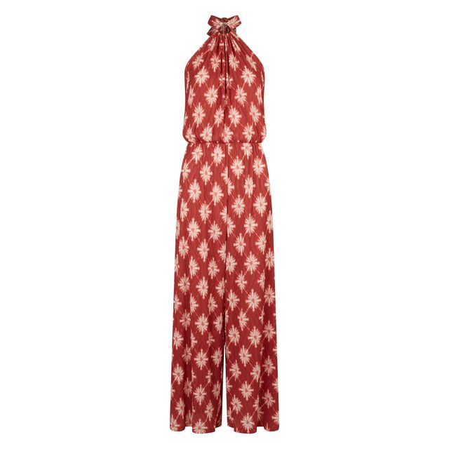 Rust Abstract Tile Plisse Halter Neck Jumpsuit, £18, George at Asda