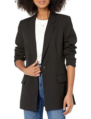 The Drop Women's Blake Long Blazer, Black, Large