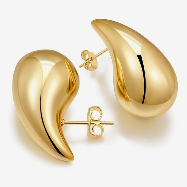 PANSHI Teardrop Chunky Gold Hoop Earrings