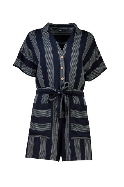 Navy Multi Blue Stripe Playsuit, £25, F&F