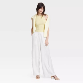 High-Rise Wide Leg Linen Pull-On Pants