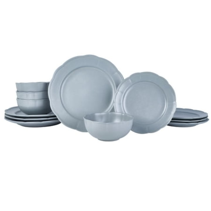 12 Piece Scallop Stoneware Dinnerware Set