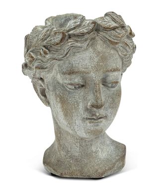 Abbott Collection Goddess Head Planter - Extra Small Cement Indoor and Outdoor Planter Pot - Grecian Woman Statue Head Planter for Flowers and Succulents (grey, 2.75