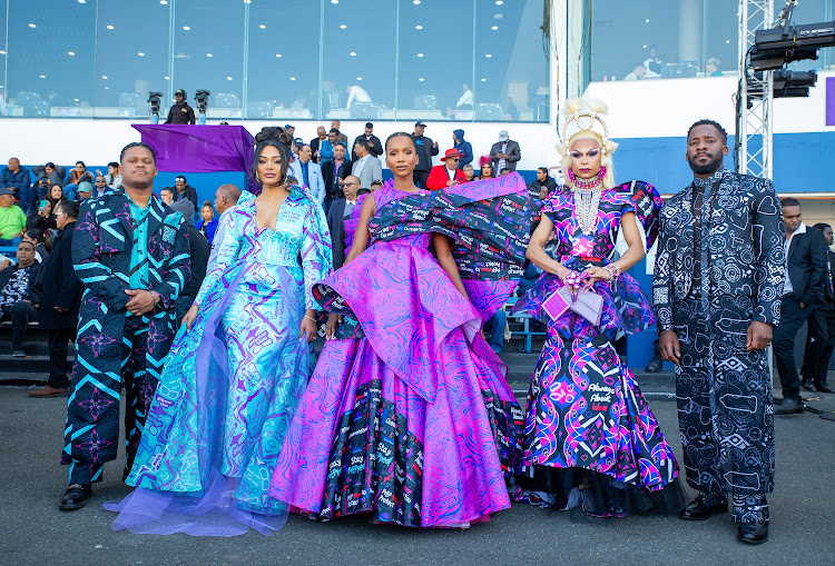 Dillon Windvogel, Karishma Ramdev, Shudufhadzo Musida, Manila von Teez and Kwenzo Ngcobo donning sizzling outfits.