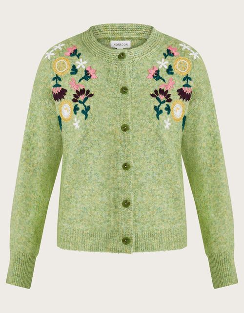 Fay floral embroidered cardigan green, £75, Monsoon