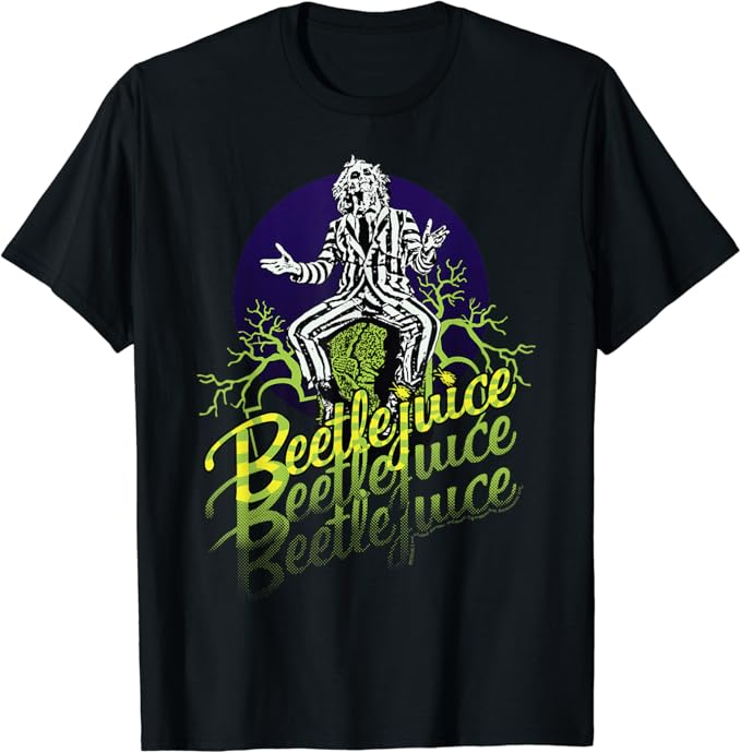 Beetlejuice Three Times Text Portrait T-Shirt