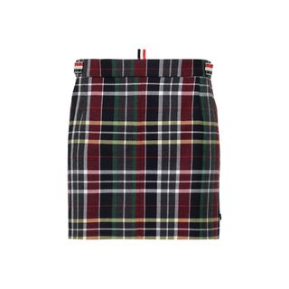 Checked Grosgrain-Trimmed Wool-Twill Mini Skirt