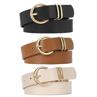 Gold Buckle Belts (Pack of 3)