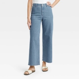 High-Rise Sailor Wide Leg Ankle Jeans