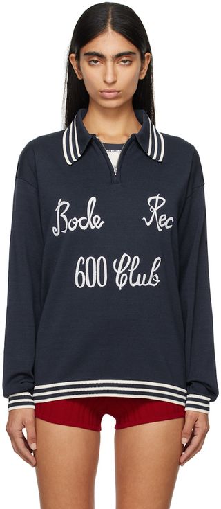 Navy Club Long-Sleeved Polo