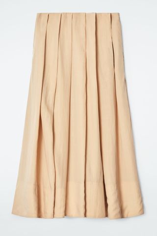 Pleated A-Line Midi Skirt