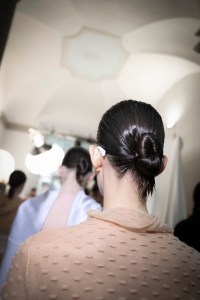 Hairstyle at the Sportmax spring 2025 fashion show in Milan.