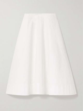 Renta Cotton-Poplin Midi Skirt