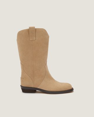 Frances Natural Soft Suede Cowboy Boot