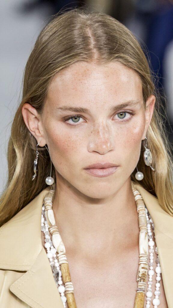 A model wearing the terracotta blush trend at Ralph Lauren SS25