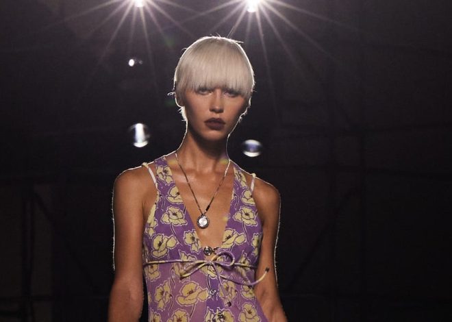 Iris Law brings her XXL platinum blonde fringe to Milan Fashion Week