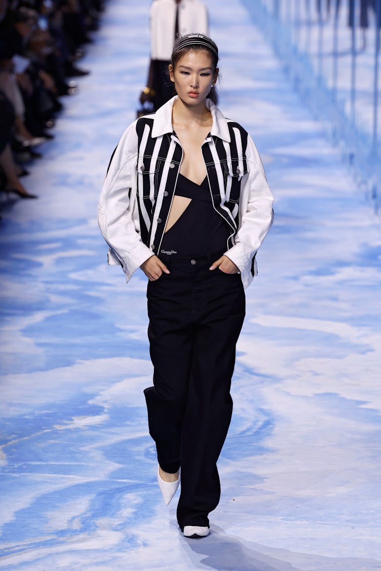 A model walks the runway during the Christian Dior Womenswear Spring-Summer 2025 show as part of Par...