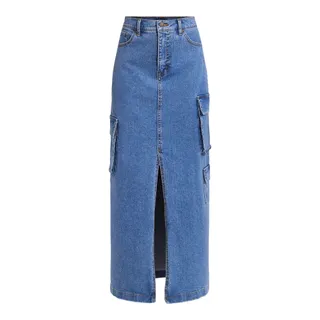 Scoop Denim Cargo Maxi Skirt