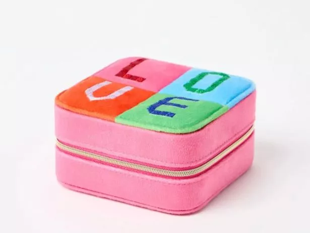 Oliver Bonas' Love Embroidered Patchwork Square Jewellery Box