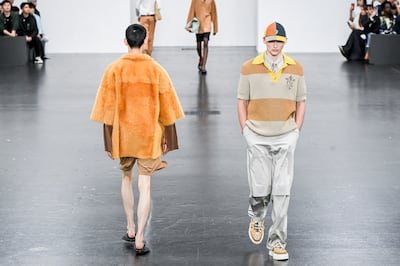 Rugby shirts and the new crest on show at the Fendi spring/summer 2025 collection. AP 