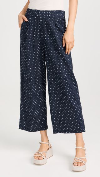 Linen Dot Cropped Pants