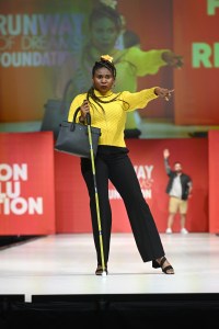 BROOKLYN, NEW YORK - SEPTEMBER 13: Lachi models on the runway during Runway of Dreams: A Fashion Revolution at Powerhouse Arts on September 13, 2023 in Brooklyn, New York. (Photo by Noam Galai/Getty Images  for Runway of Dreams )