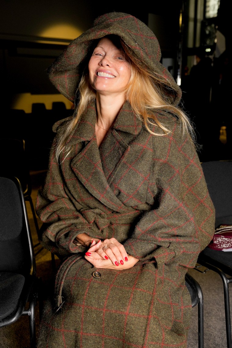 Pamela Anderson at the Vivienne Westwood show at Pavillon Vendôme on Sept. 30, 2023 in Paris, France.